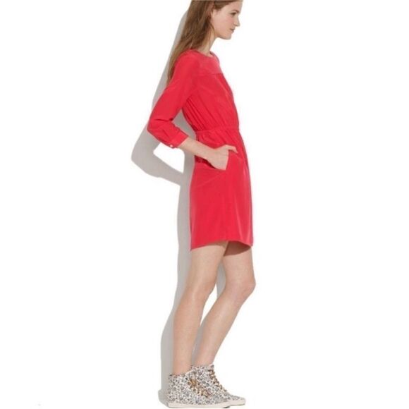 Madewell NWT Wild Day Solid Pink Silk
3/4 Sleeve
Mini Dress Size 2 - Picture 4 of 9